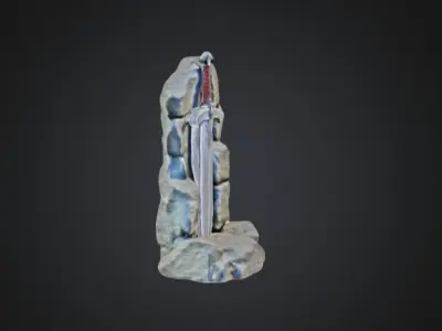 Legendary Sword in Stone 3D Model 3D model