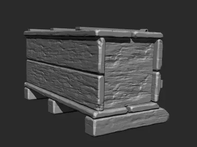 OLD WOODEN BOX SCLUPTED HIGHPOLY Free 3D model