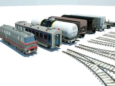 Lowpoly Train Pack 3D model