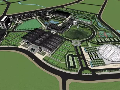 SU model of modern Sports Center commercial office building 3D model
