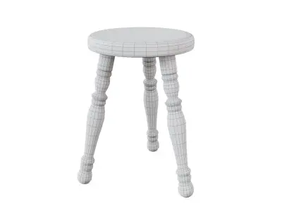 Tripod Wood Stool Free 3D model
