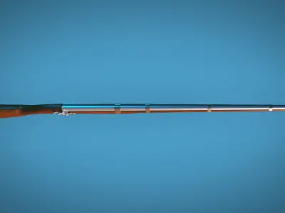 Flintlock Musket Firearm LowPoly 3D Model Low-poly 3D model