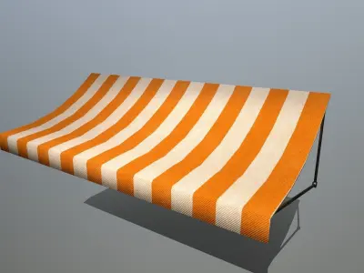 awning orange and striped lamp shade Low-poly 3D model