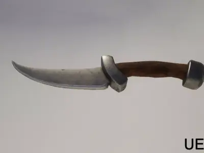 Iron Skinning Knife - Game Ready PBR Prop Tool Weapon Low-poly 3D model