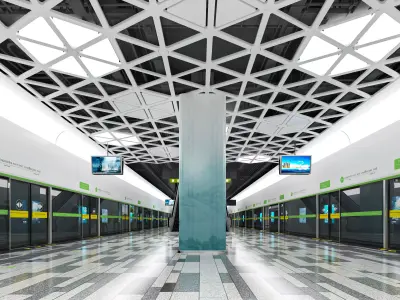 Modern style subway platform design 3D model