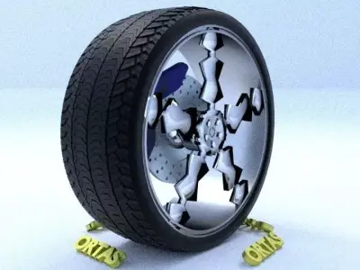 ORTAS CAR RIM 69 GAME READY RIM TIRE AND DISC 3D model