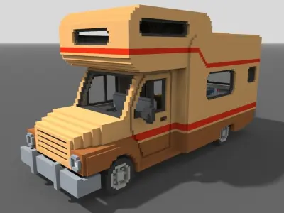 Voxel Motorhome Low-poly 3D model