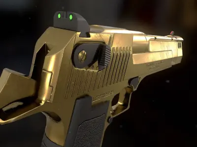 Gold Desert Eagle Low-poly 3D model
