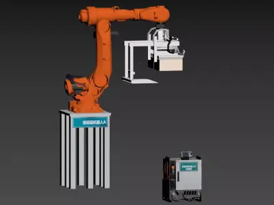 dismantling and palletizing robot workstation Low-poly 3D model