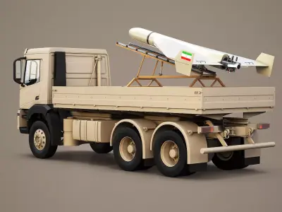 Military Transport Truck with Drone Launcher Shahed 136 3D model