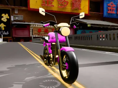 Stylized Motorcycle Game Ready Low-poly 3D model