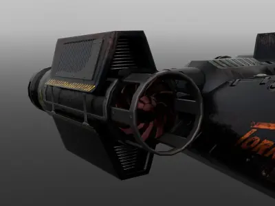 Spaceship Low-poly 3D model old rusty Low-poly 3D model