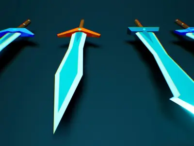 LowPoly Medieval Sword Pack Low-poly 3D model