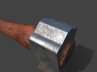 wooden axe Low-poly 3D model