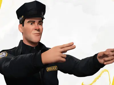 Stylized Cop Cartoon Police Officer Rigged Policeman Low-poly 3D model