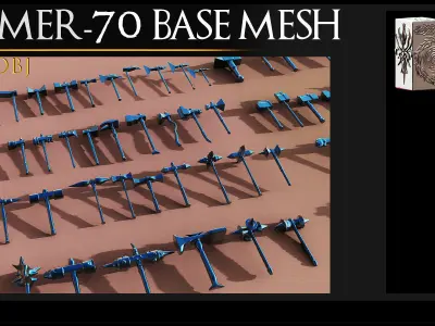70 Models-Cold Weapons-Hammer Weapons-UV-Vol 08 Low-poly 3D model