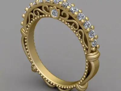 Antique Diamond Ring 3D print model