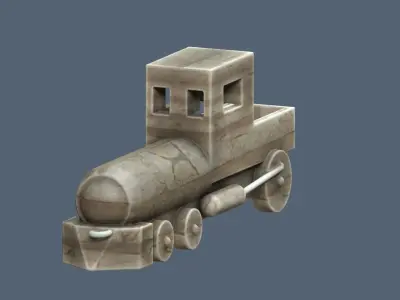 wooden toy locomotive Low-poly 3D model