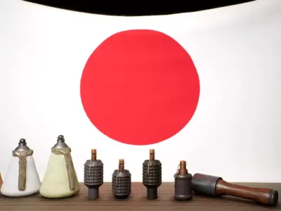 Japanese WWII Grenade Collection Low-poly 3D model
