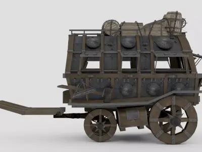 Realistic Carriage 3D Model Low-poly 3D model