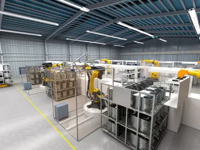 Modern factory assembly and manufacturing workshop 3D model