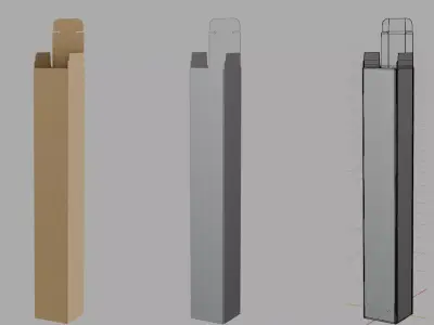 Low Poly Cardboard Box Tall Packaging 3D model