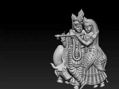 Antique Brass Radha Krishna 3D print model