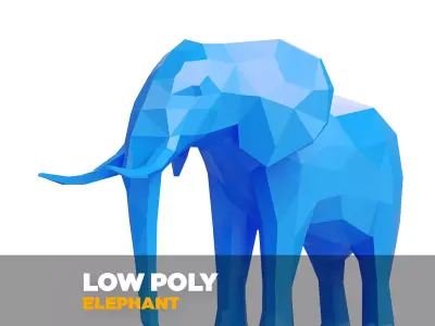 Elephant - polygonal Low-poly 3D model