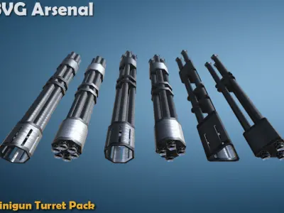 Minigun Turret - HQ Low-poly 3D model