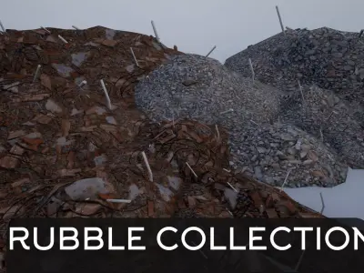 Stone-Brick Rubble Piles Collection 3D Model Pack