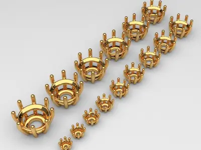 A package of solitaire ring heads engagement 8 prong printable 3D print model