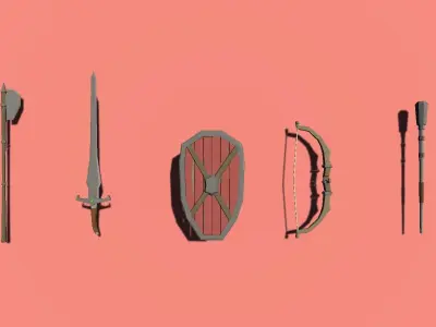 Huge Lowpoly Medieval Weapon Pack Low-poly 3D model