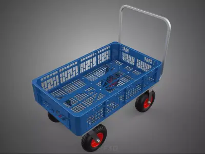 PUSHCART CRATE GRID TUB WAGON TROLLEY 4 FOUR SWIVEL CASTER WHEEL 3D model