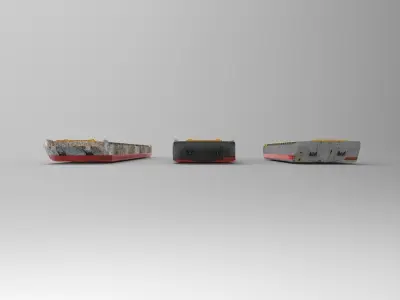Barge three trains 3D model