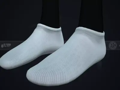 White Socks Style 2  Low-poly 3D model