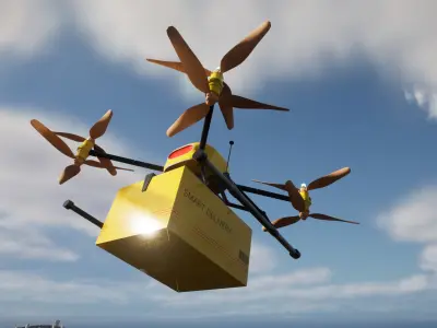 Smart Delivery Drone Low-poly 3D model