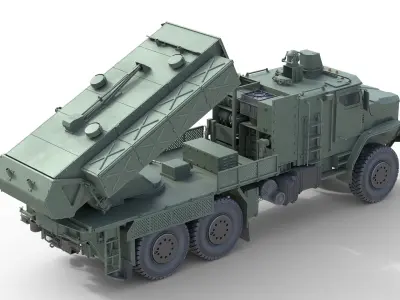 TOS 2 Multiple rocket launcher    Low-poly 3D model