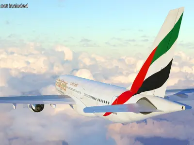 Emirates Airline Commercial Aircraft Airbus A330-200 Rigged for Maya 3D model