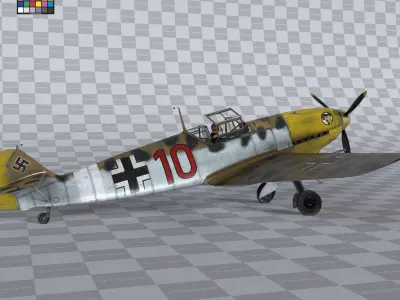 Messerschmitt BF109 German Fighter Airplane North Africa V1 3D model