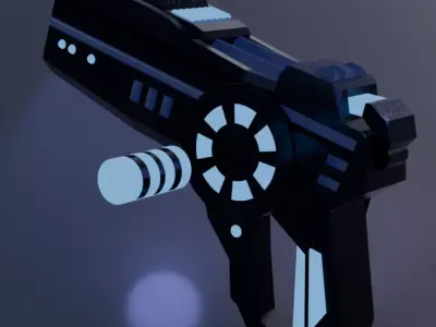 F96 Futuristic Revolver Low-poly 3D model