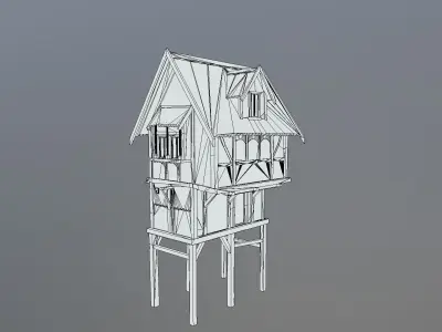 Medieval lake village - House 11 Low-poly 3D model