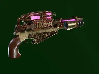 Steampunk pistol Low-poly 3D model