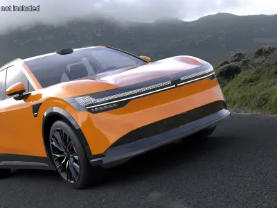 Electric SUV Sunset Orange Rigged 3D model
