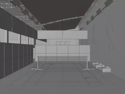 Professional Yonex branded indoor badminton court VIP zone 3D model