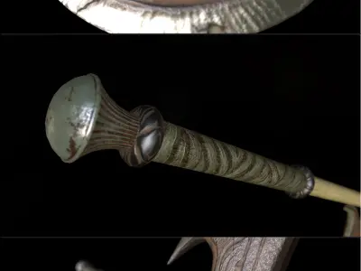 Battle-axe four different axes Low-poly 3D model