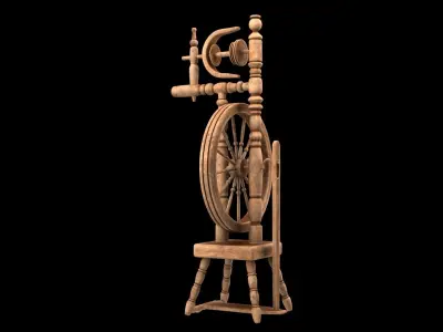 Spinning wheel Low-poly 3D model