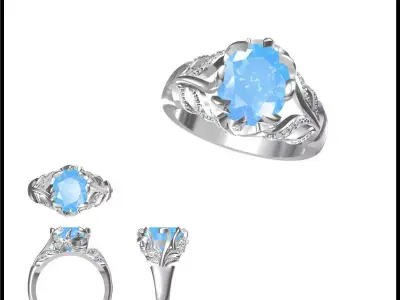JCD Format Antique color stone rings cad color stone ring design 3D print model