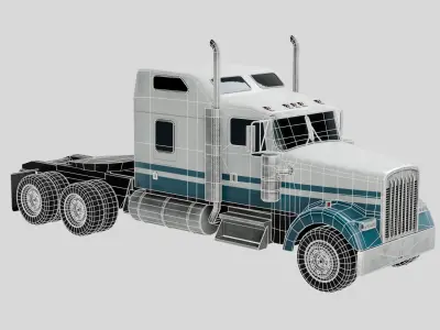 Low Poly American Semi Truck with 4K Textures Low-poly 3D model