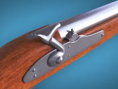 Percussion Pistol LowPoly Firearm  3D Model Low-poly 3D model