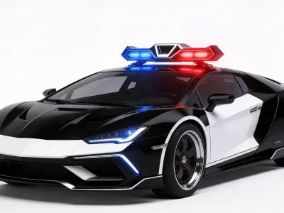 Futuristic Sci-Fi Interceptor Police Supercar 3D  Low-poly 3D model